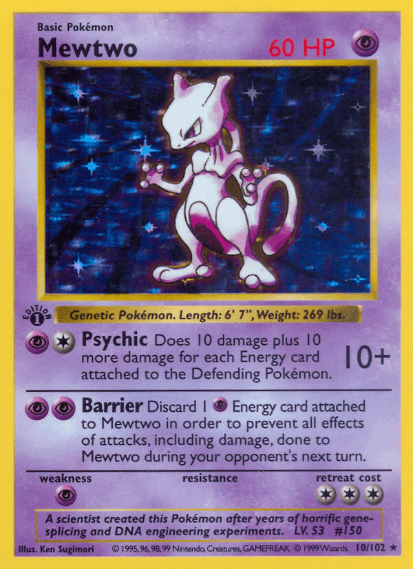 Mewtwo, carta 10 de Edición Básica