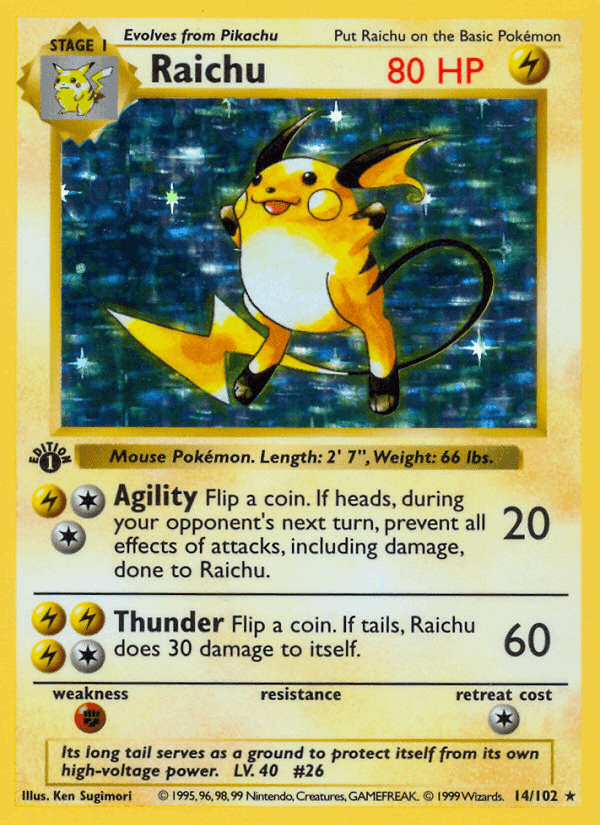 Raichu, carta 14 de Edición Básica
