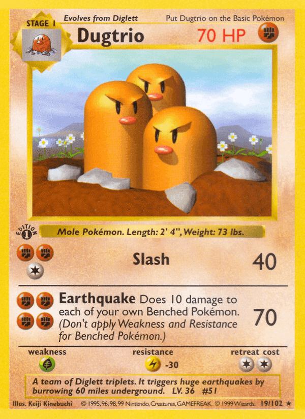 Dugtrio, carta 19 di Set Base