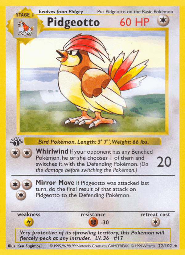 Pidgeotto, carta 22 de Edición Básica