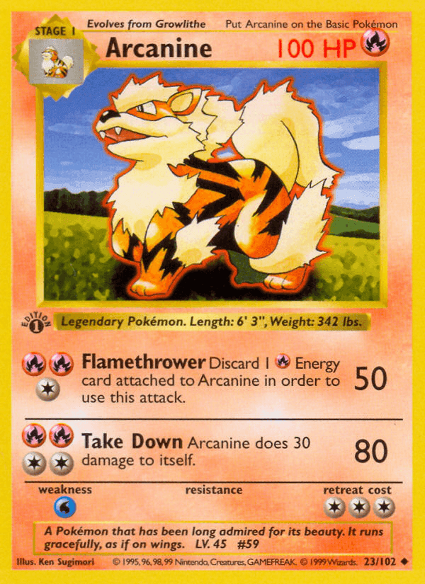 Arcanine, carta 23 di Set Base