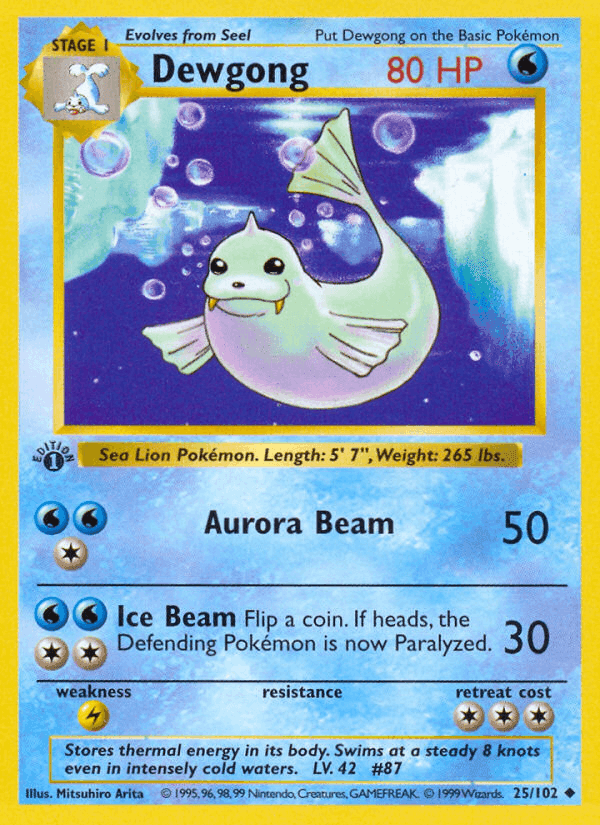 Dewgong, carta 25 di Set Base