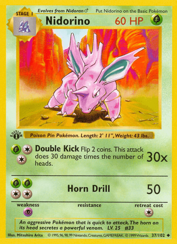 Nidorino, carta 37 di Set Base