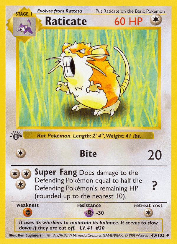 Raticate, carta 40 de Edición Básica