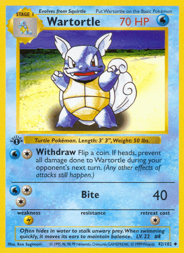 Wartortle, carta 42 de Edición Básica