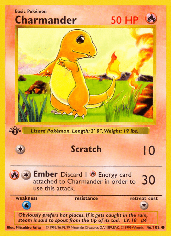 Charmander, carta 46 de Edición Básica