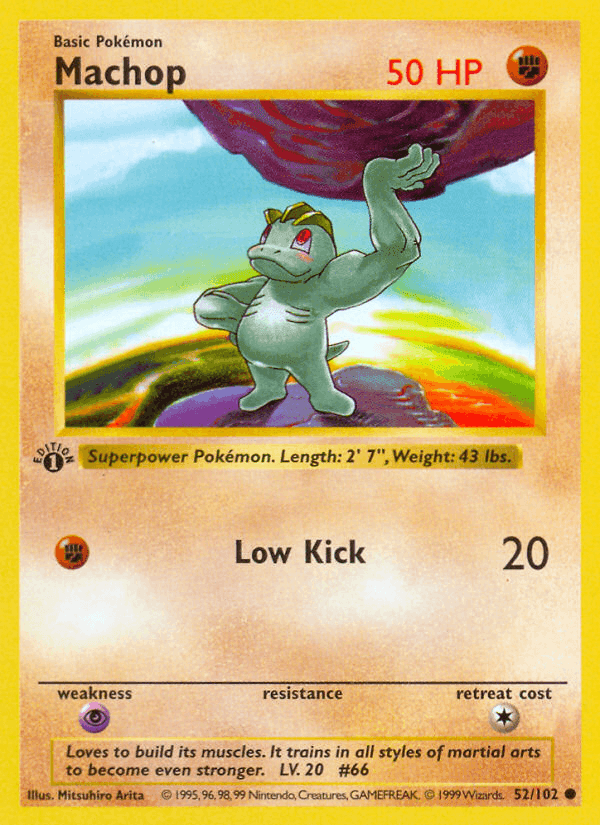 Machop, carta 52 de Edición Básica