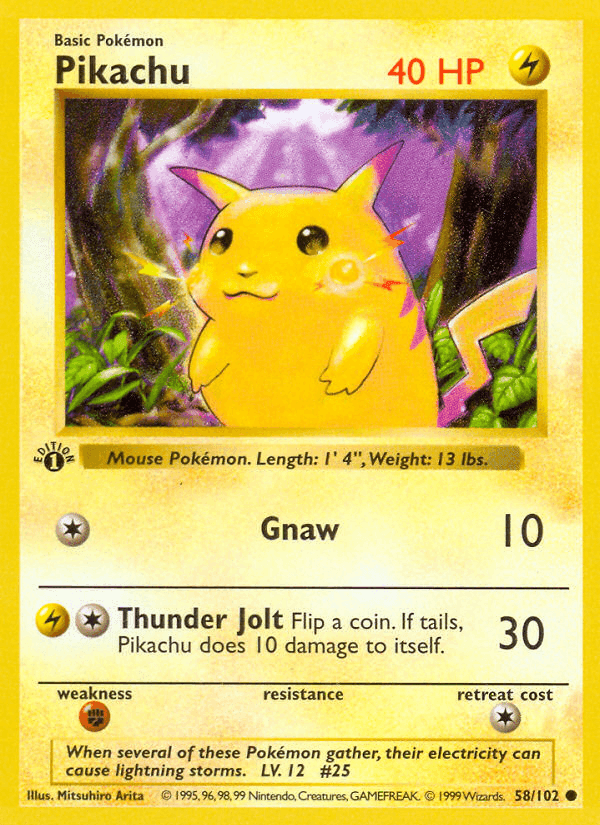 Pikachu, carta 58 di Set Base