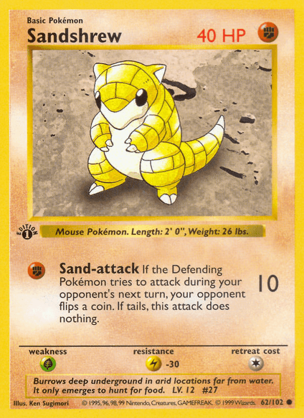 Sandshrew, card 62 from Base Set