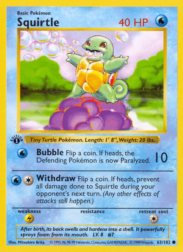 Squirtle, card 63 from Base Set