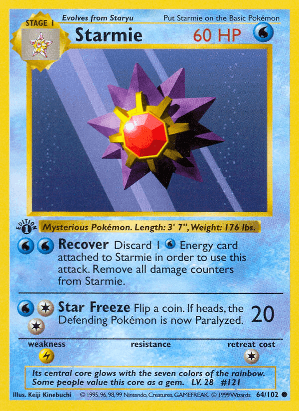 Starmie, card 64 from Base Set