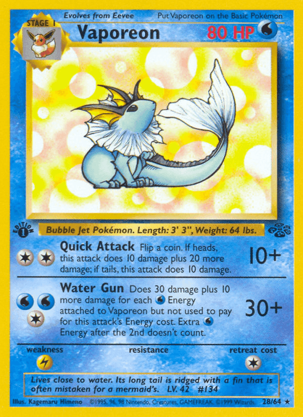 Vaporeon, card 28 from Jungle