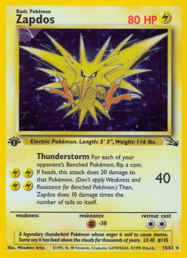 Zapdos, carta 15 de Fósil