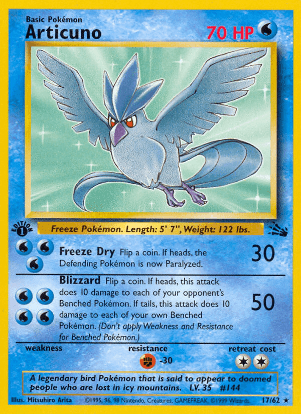 Articuno, carta 17 di Fossil