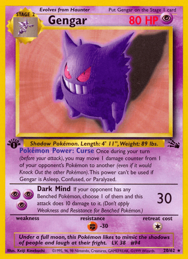 Gengar, card 20 from Fossil