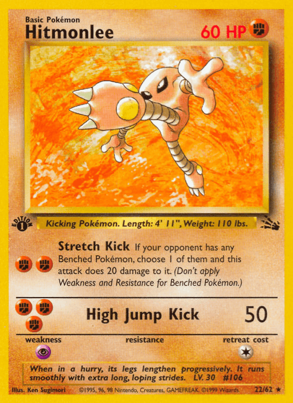 Hitmonlee, card 22 from Fossil