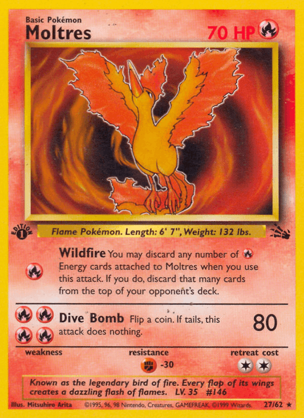 Moltres, card 27 from Fossil