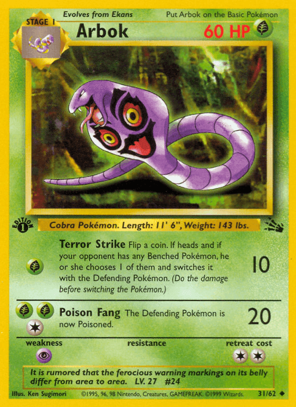 Arbok, carta 31 di Fossil