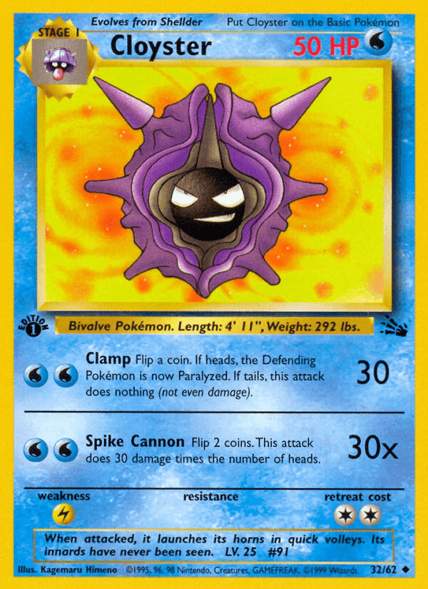 Cloyster, card 32 from Fossil