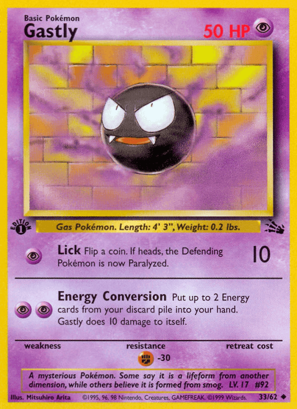 Gastly, carta 33 de Fósil