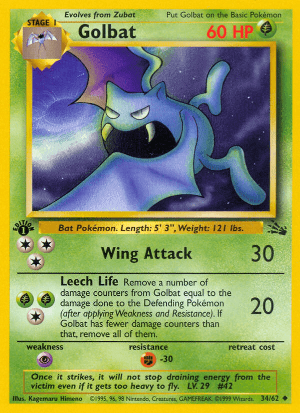 Golbat, carta 34 de Fósil