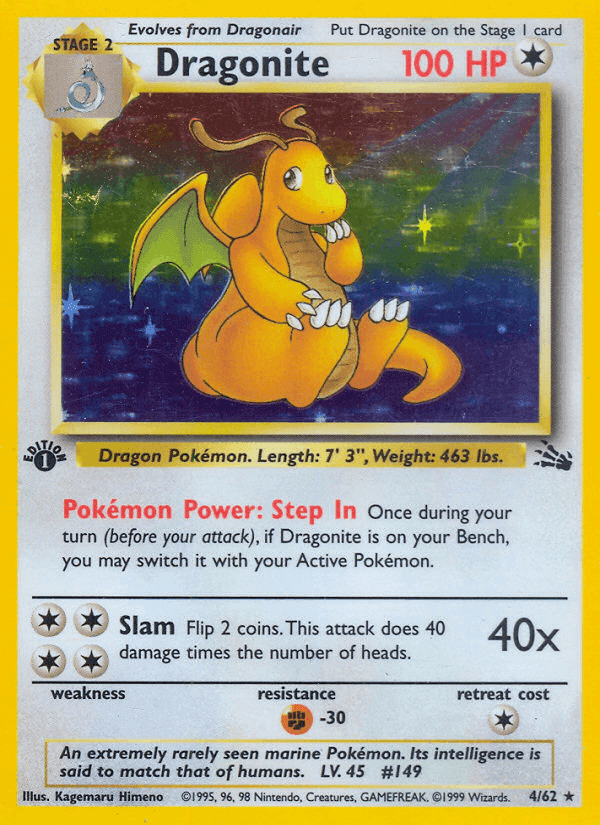 Dragonite, card 4 from Fossil