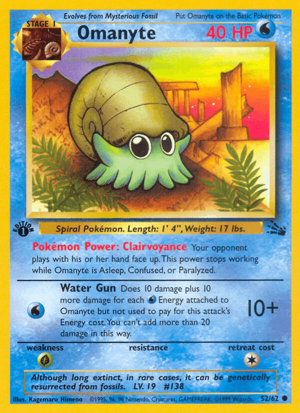 Omanyte, carta 52 de Fósil