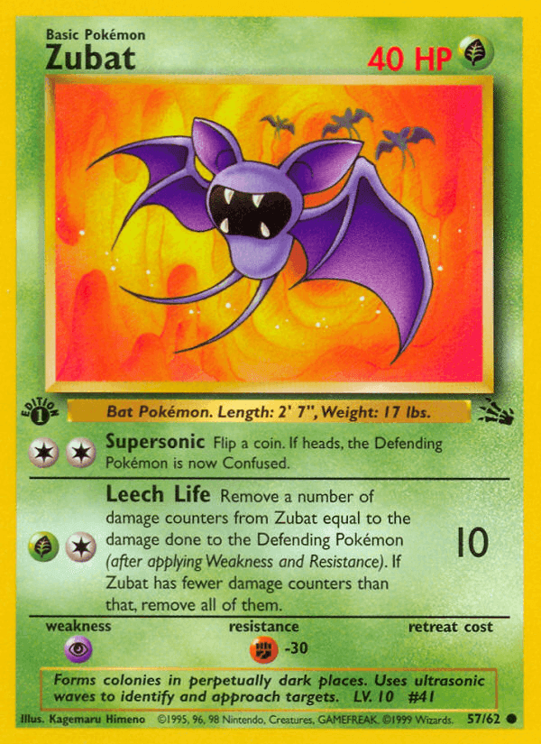 Zubat, card 57 from Fossil