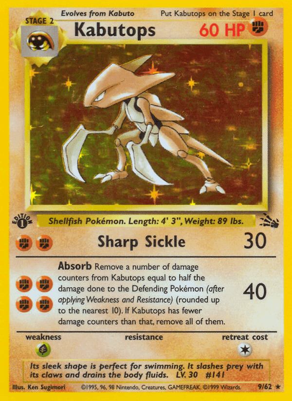 Kabutops, carta 9 de Fósil