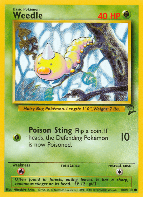 Weedle, card 100 from Base Set 2