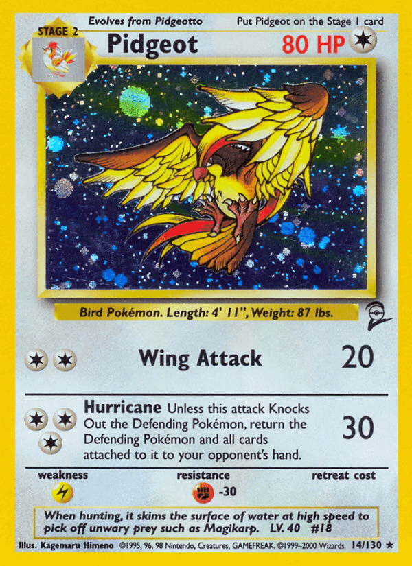 Pidgeot, carta 14 de Base Set 2