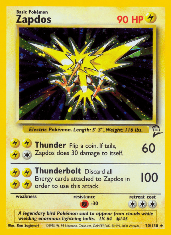 Zapdos, carte 20 de Base Set 2