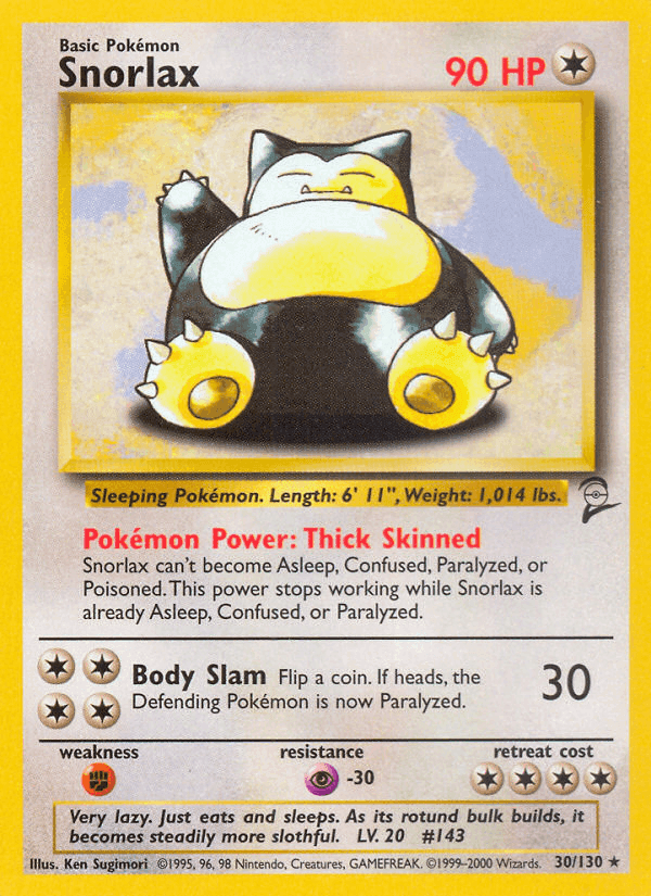 Snorlax, carta 30 de Base Set 2