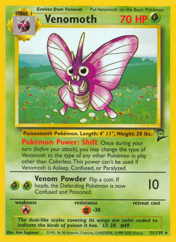 Venomoth, carte 31 de Base Set 2