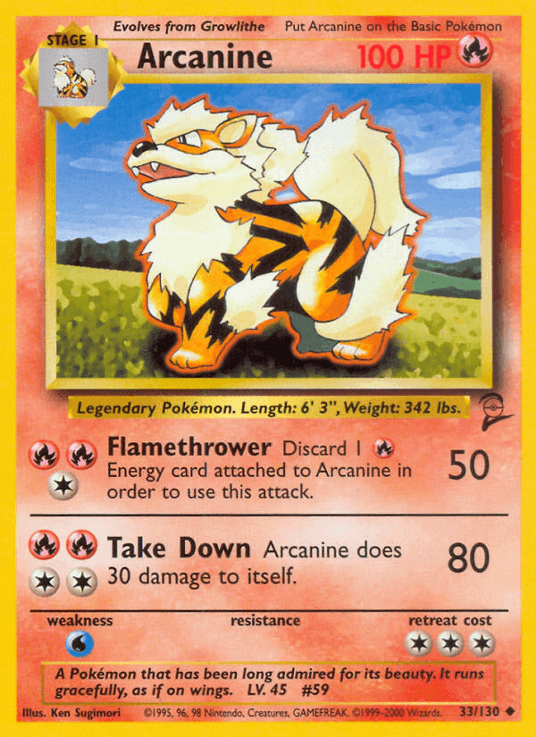Arcanine, carte 33 de Base Set 2