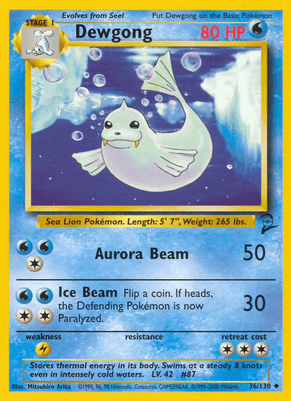 Dewgong, carta 36 de Base Set 2