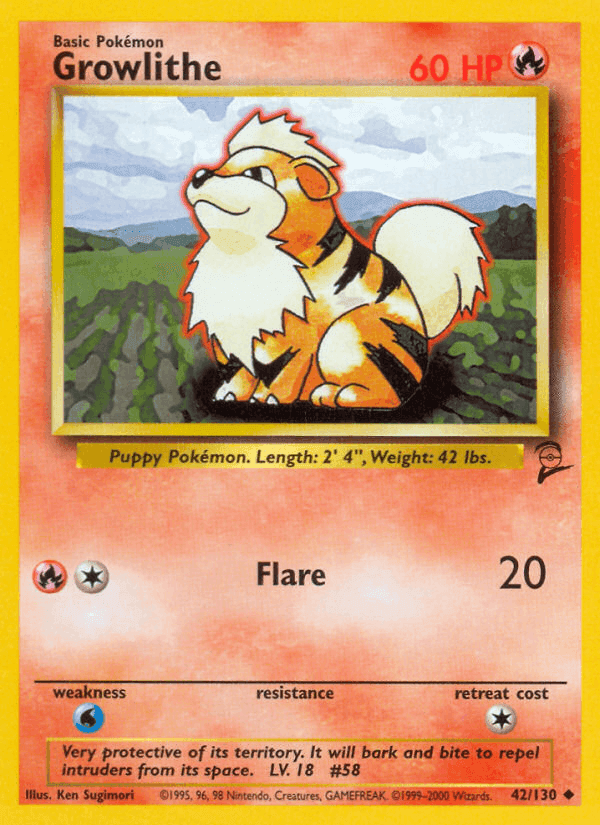 Growlithe, carta 42 de Base Set 2