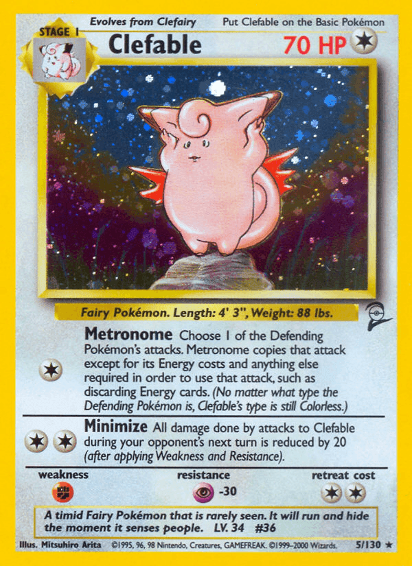 Clefable, carta 5 de Base Set 2