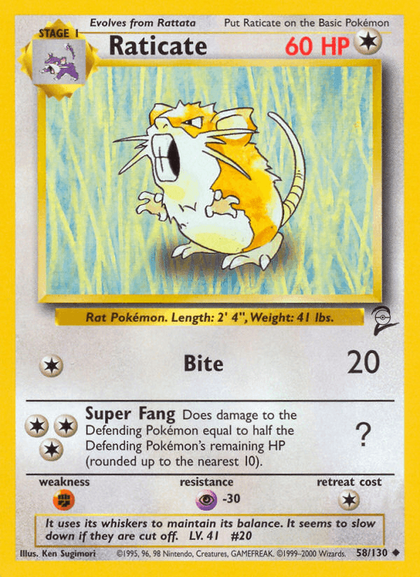 Raticate, carta 58 de Base Set 2