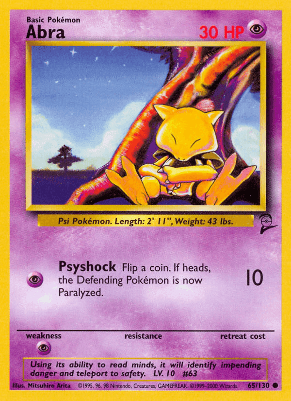 Abra, card 65 from Base Set 2