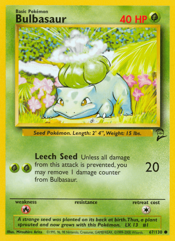 Bulbasaur, card 67 from Base Set 2