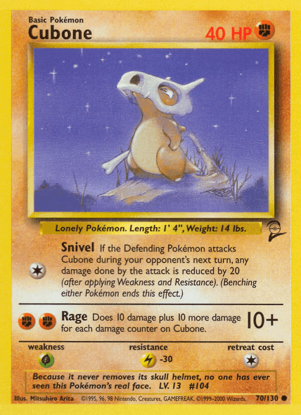 Cubone, card 70 from Base Set 2
