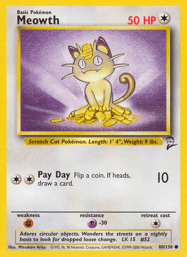Meowth, card 80 from Base Set 2