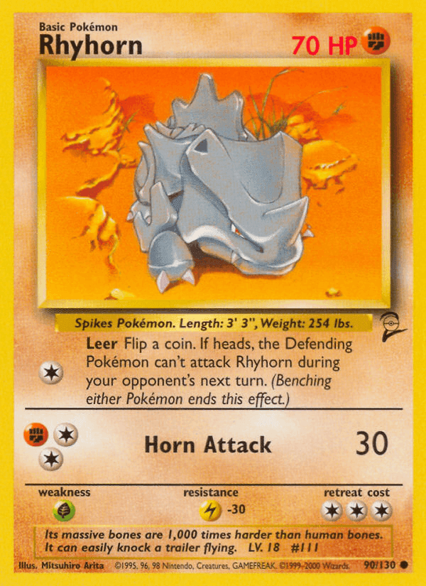 Rhyhorn, card 90 from Base Set 2