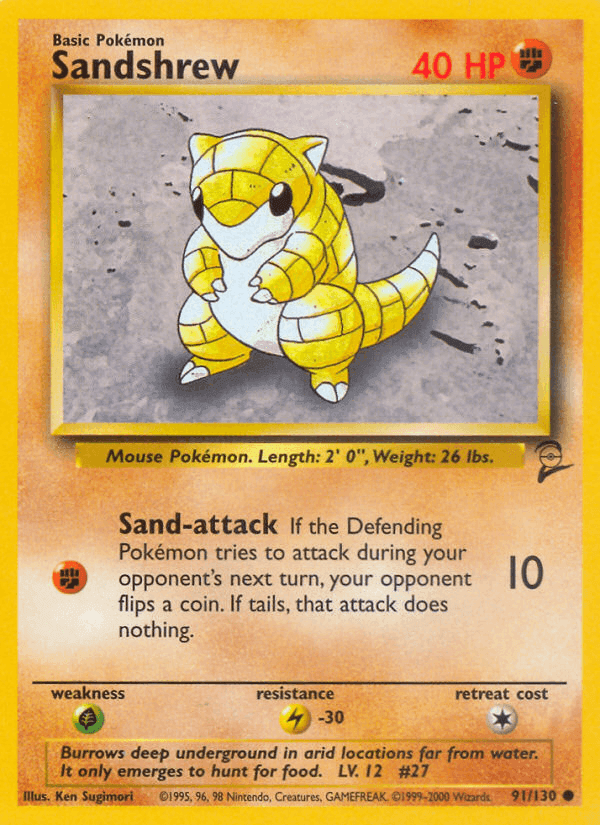 Sandshrew, card 91 from Base Set 2