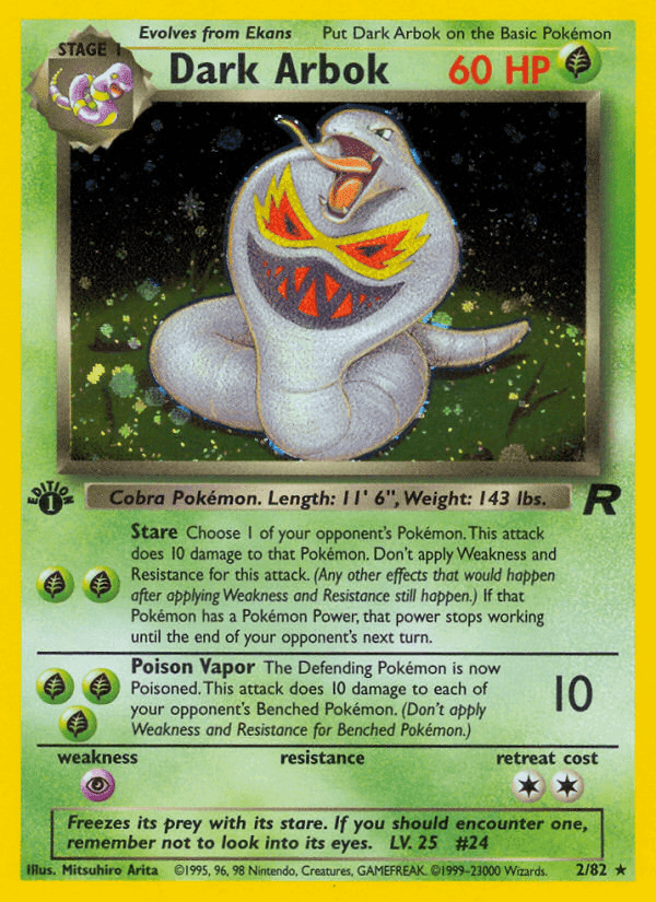 Dark Arbok, card 2 from Team Rocket