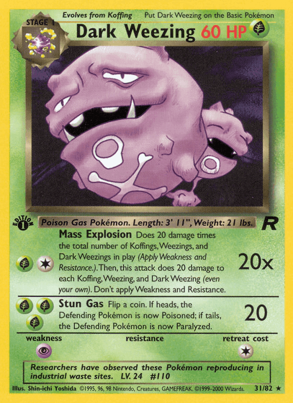 Dark Weezing, card 31 from Team Rocket