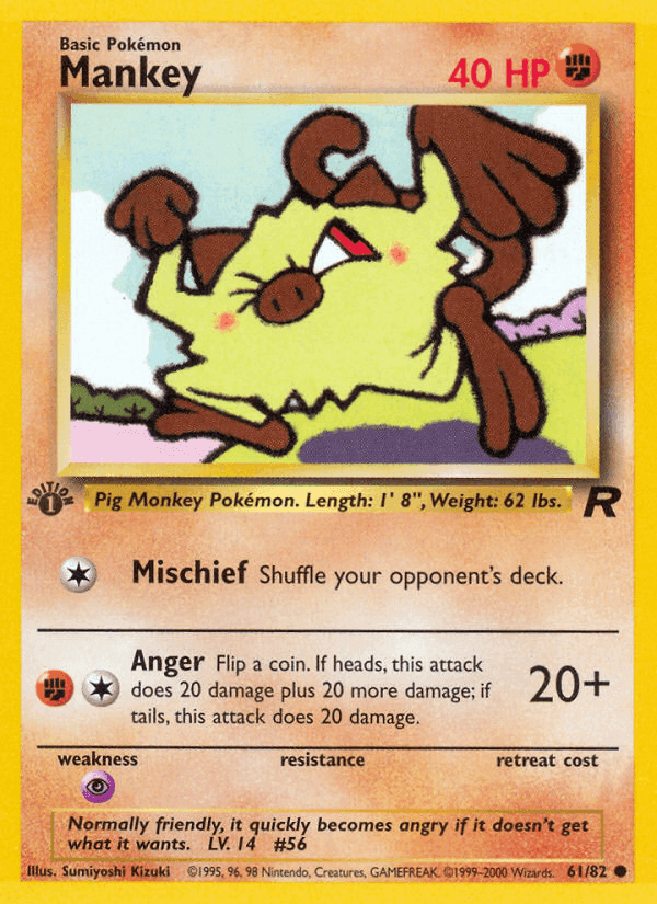 Mankey, card 61 from Team Rocket