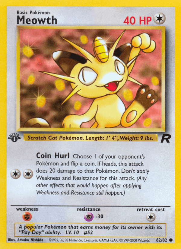 Meowth, card 62 from Team Rocket