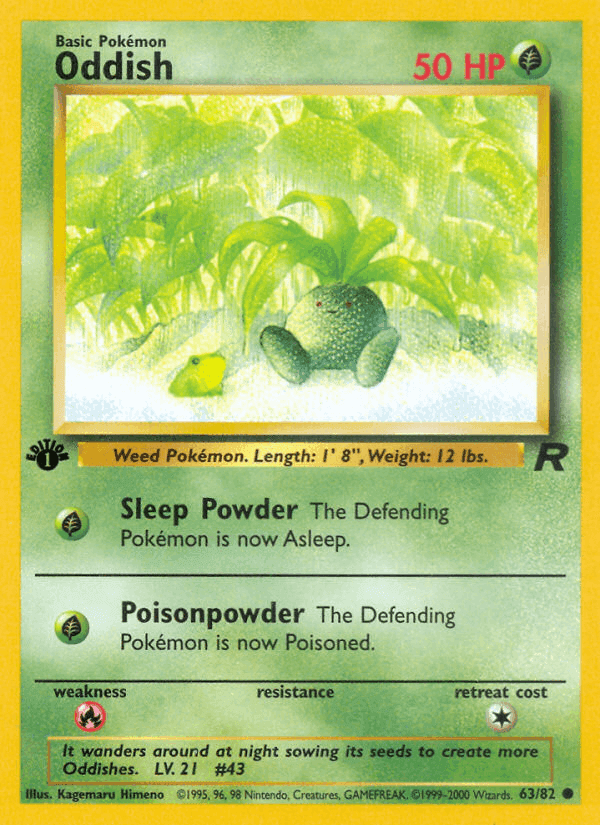 Oddish, card 63 from Team Rocket